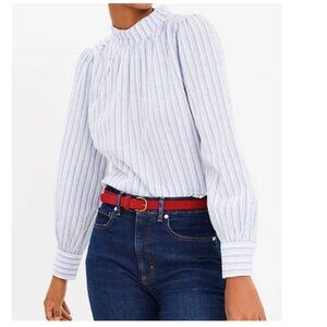 Ann Taylor Loft Striped Mock Neck Long Sleeve Blouse